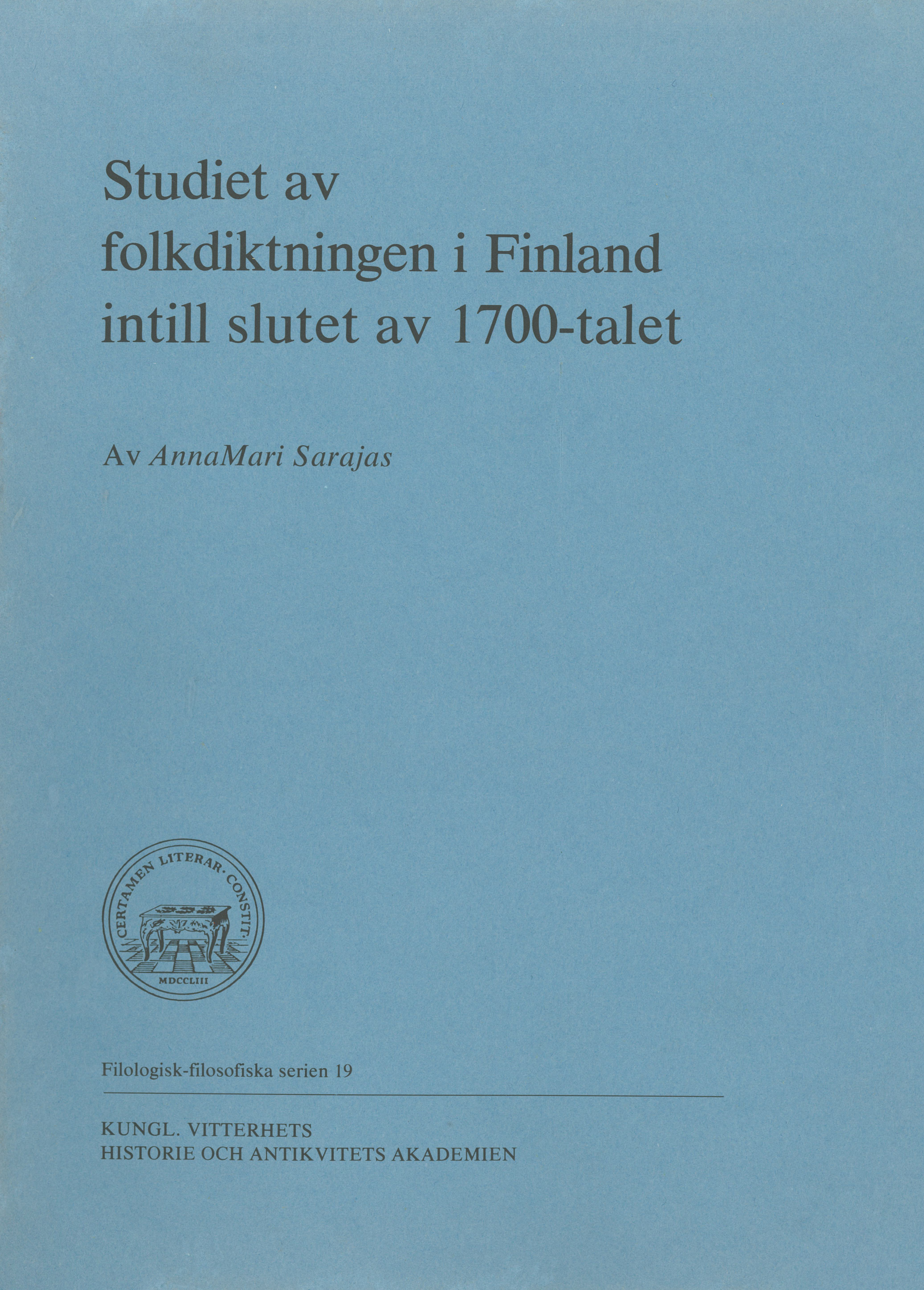 Studiet av folkdiktningen i Finland intill slutet av 1700-talet